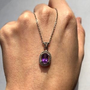 Amethyst Pendant Sterling Silver Necklace